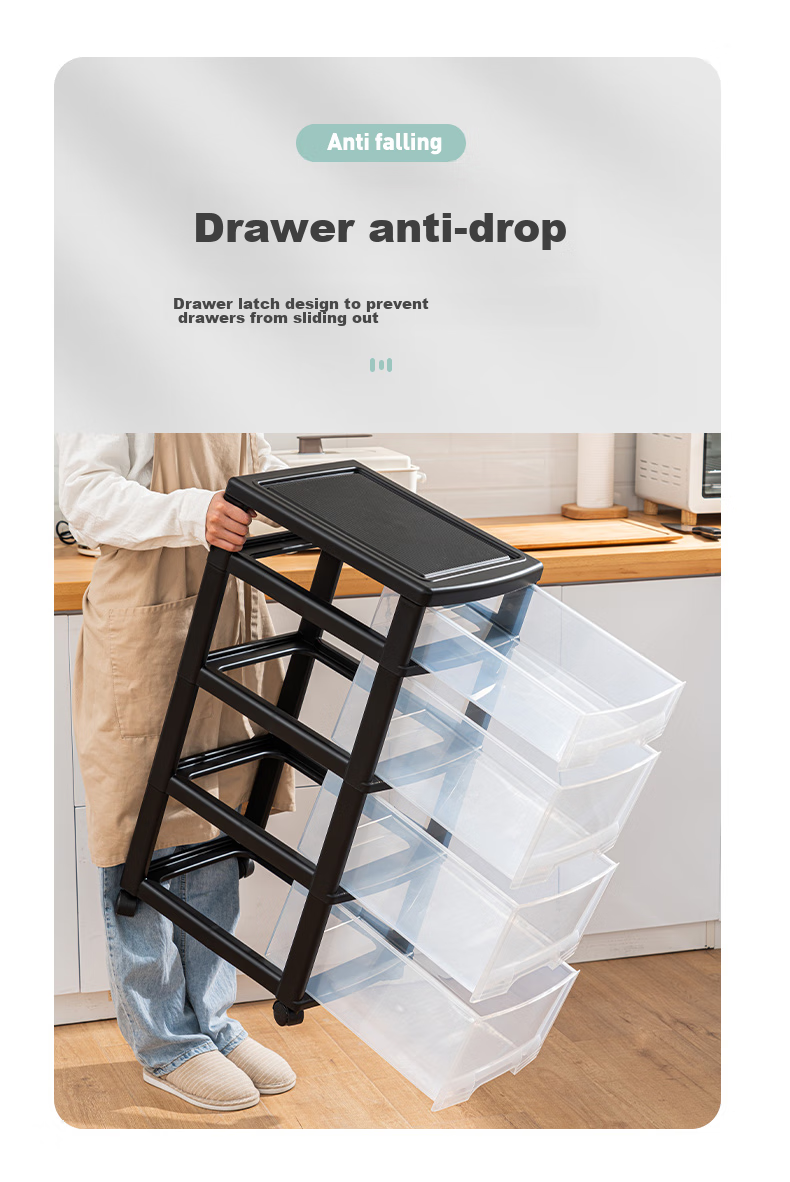 JEKO&JEKO Kitchen Storage Rack, Dish Cabinet Organizer, Utensil And Miscellaneous Item Storage, Narrow Drawer, Floor-Standing with Wheels And Pull Handle, 6 Tiers 9