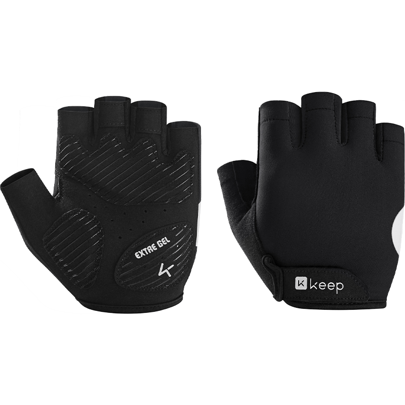 Keep Fitness Gloves for Men And Women, Gel 3D Palm Pads, Sports Equipment Training, Cycling Half-Finger Non-Slip Wrist Guard, Classic Black XL