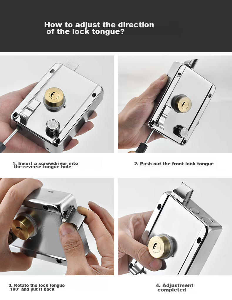 IGear Old-Style Door Lock, B-Grade Anti-Theft Exterior Door Lock, 304 Stainless Steel Wooden Door Iron Thickened Lock Body, Indoor Door Lock, Brushed Right Opening 6