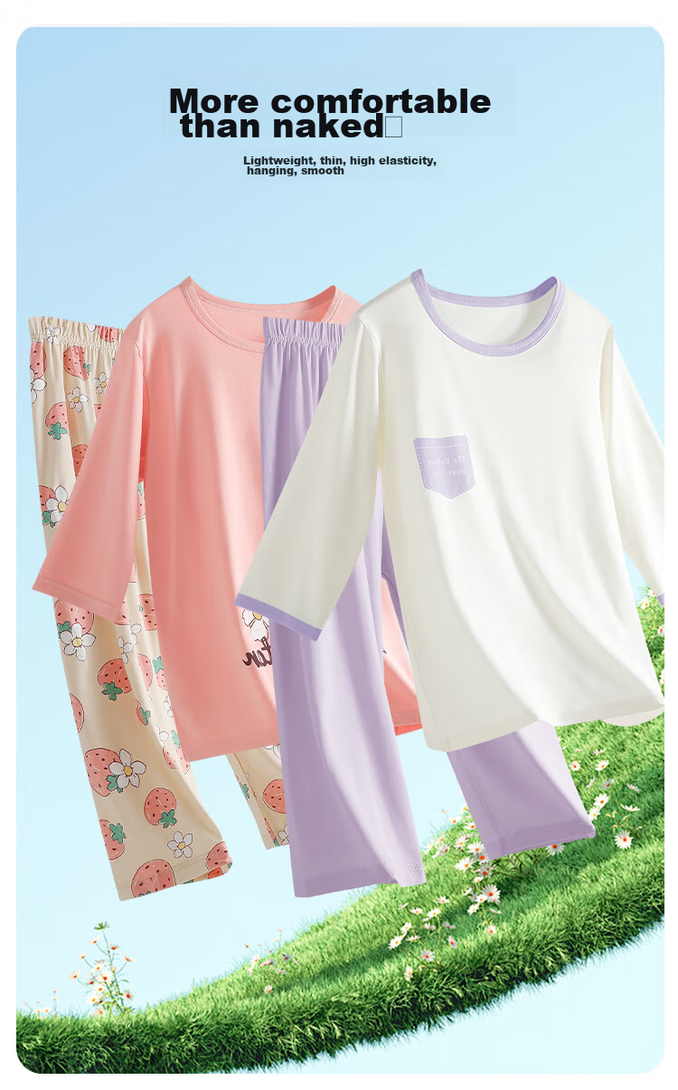 MiiOW Children's Pajama Set, Summer Thin Air Conditioning Wear, Girls' Home Wear for Older Kids, Rainbow Horse Pattern, Size 170 2
