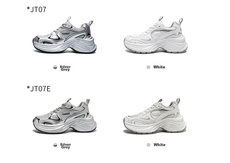 ZHR Dad Shoes for Women, Lightweight Soft Sole, Height-Increasing Casual Shoes, Sports Fashion Thick-Soled Women's Shoes, JT07, Silver Gray, Size 37 7