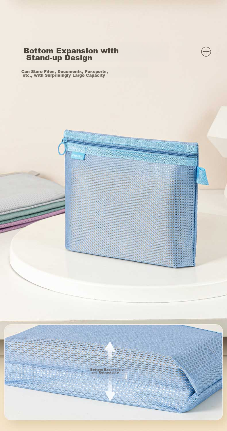 Deli A5 Zipper Document Bag, Subject-Specific Duolong Subject Bag, Handled Student Classification Storage, Homework Materials Exam Paper Stationery Bag, Single Mixed Color 4