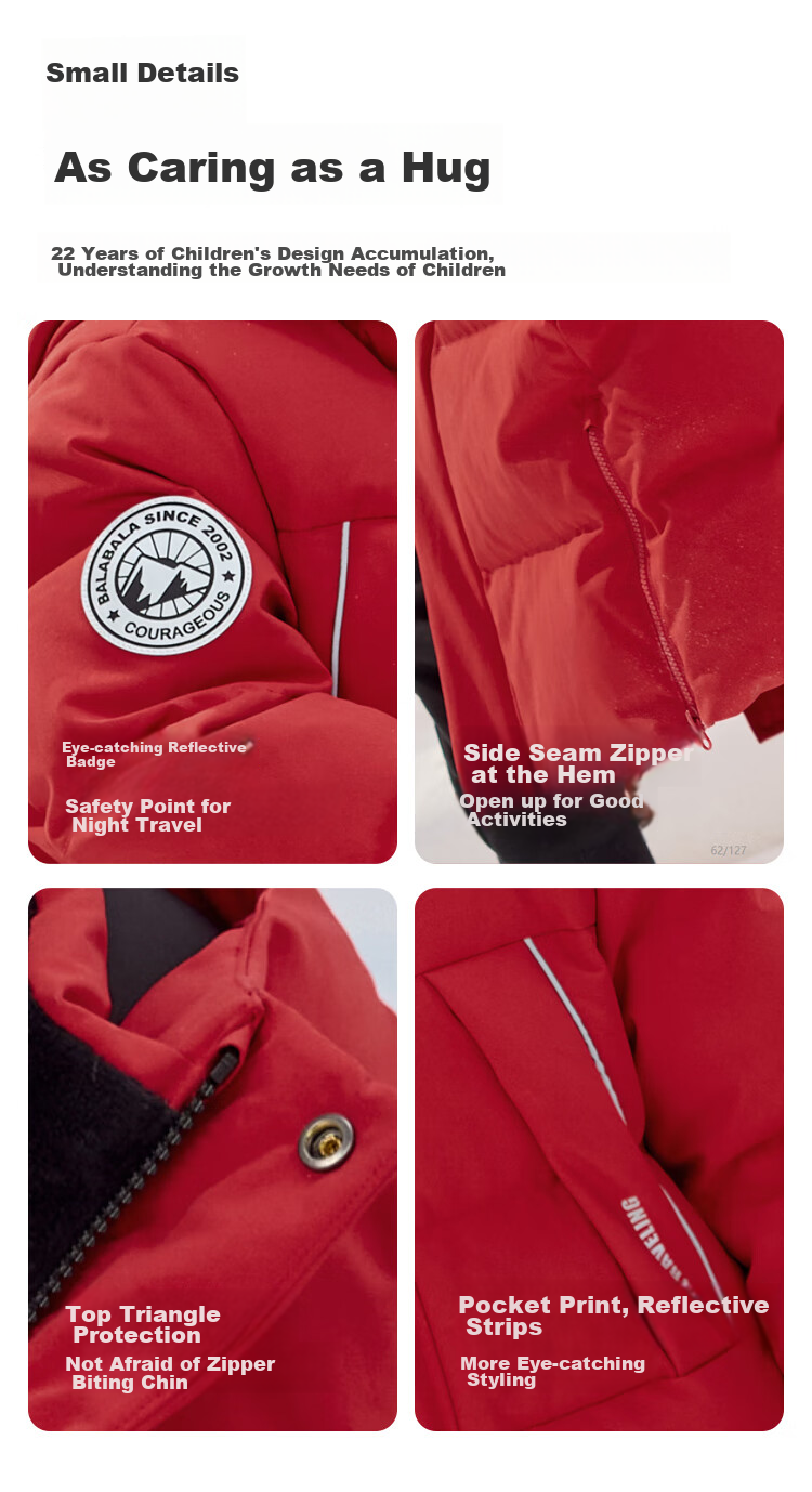 BALABALA Children's down Jacket, Mid-Length Winter Thickened Coat, Boys And Girls 2025 Hooded Parent-Child Outfit, Warm, Windproof, Water-Resistant 12