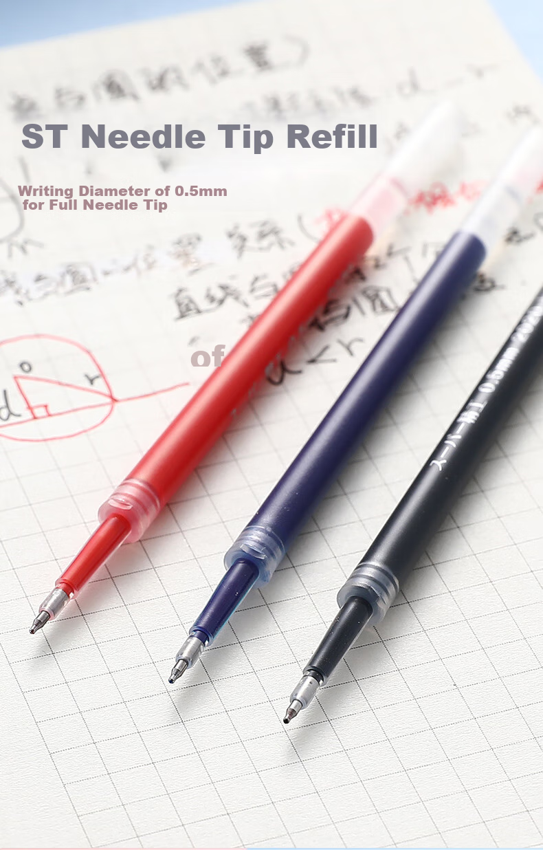 Dongmi Retractable Gel Pen, 0.5mm Tip, for Exams And Office Use, Student Practice Pen Refills, ST Needle-Tip Head, Black Ink Refills, 20 Pieces Per Box, DM-007 5