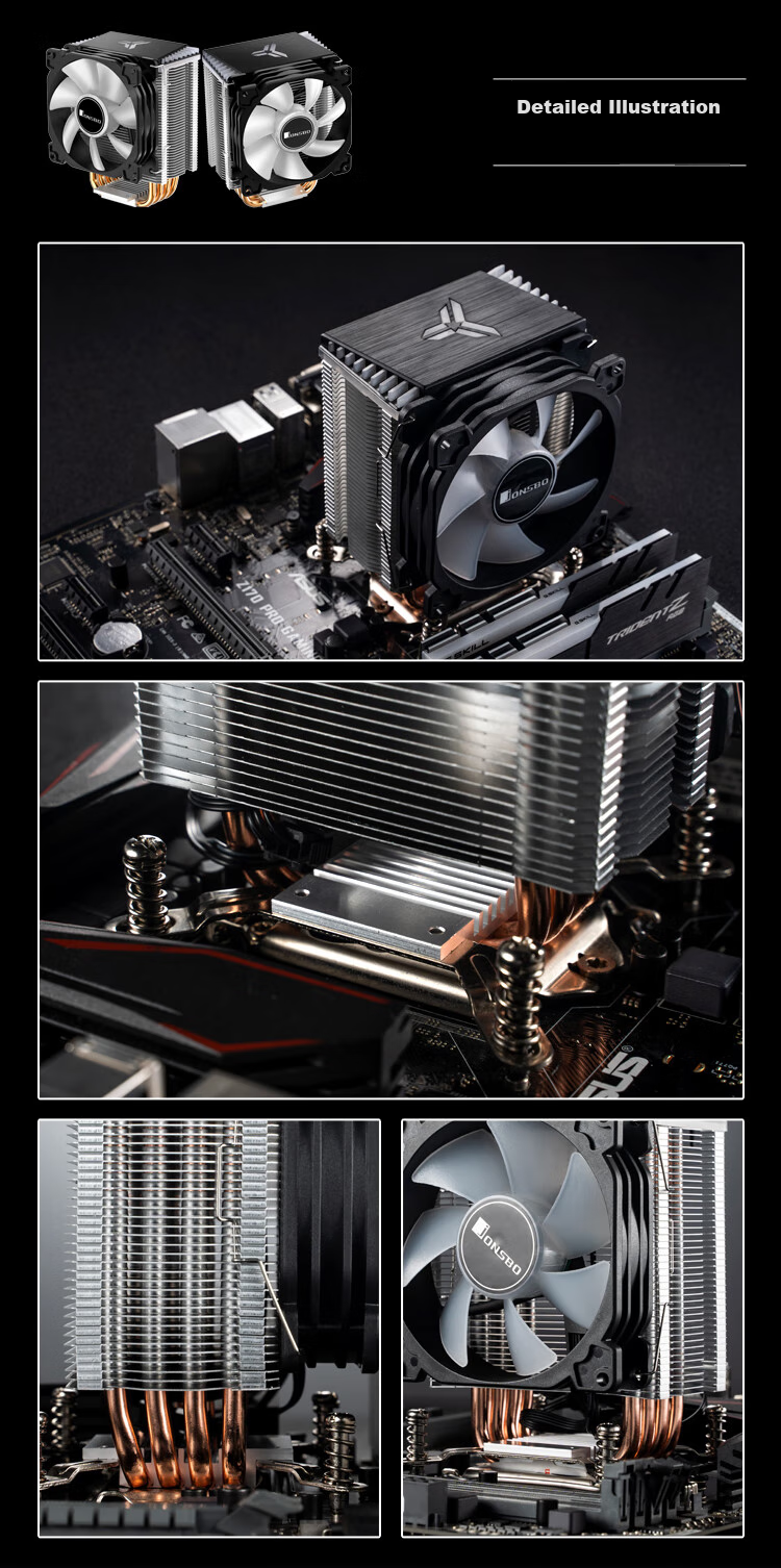 JONSBO CR-1400 Tower CPU Cooler (Motherboard 5V ARGB Sync/4 Heat Pipes/PWM Fan/Multi-Platform/Thermal Paste Included) 15