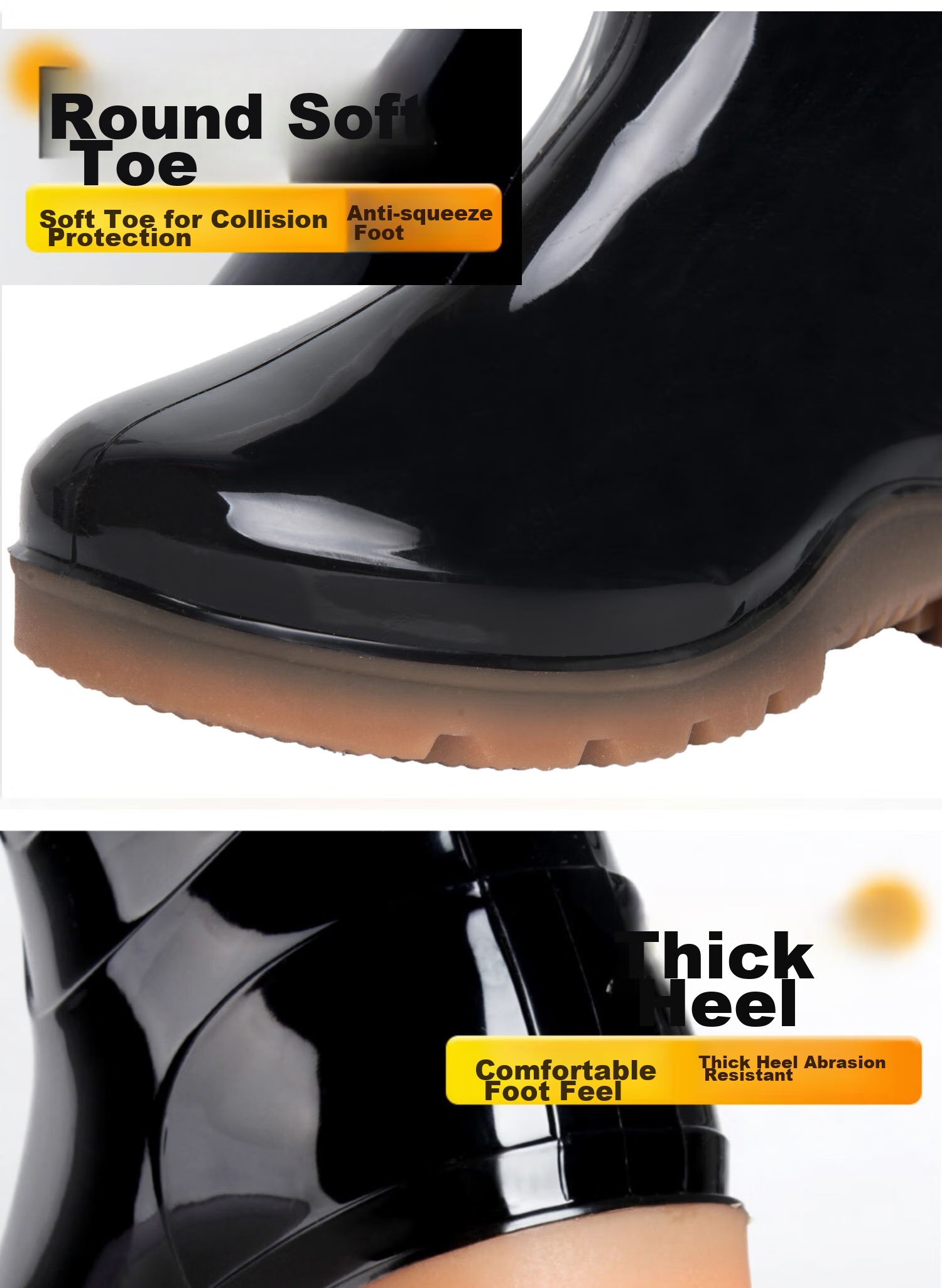 Warrior Men's Mid-High Rain Boots, Rubber Shoes, Overshoes, Waterproof Footwear, 8868 Black High-Top, Size 40 12