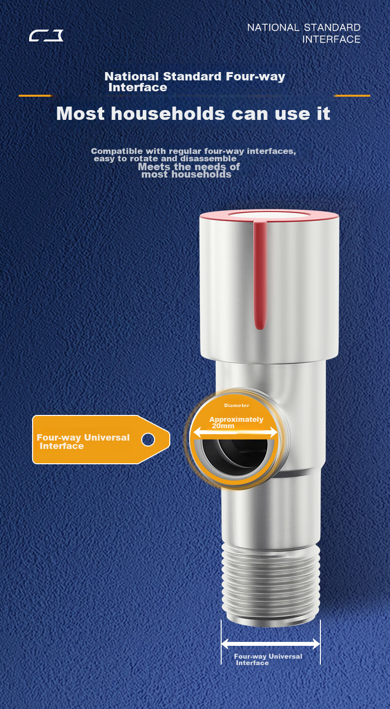 KEGOO Angle Valve, 304 Stainless Steel Water Stop Valve, Cold And Hot Water Compatible, 1/2 Inch Angle Valve, Thickened Triangular Valve with Red Label K06641H 9