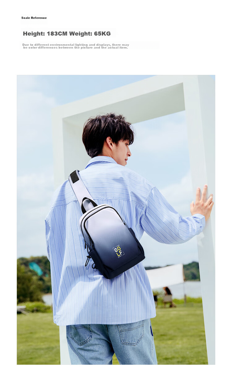 GOLF Chest Bag, Unisex Shoulder Crossbody Bag, Gradient Phone And IPad Bag, Water-Resistant Sports Small Backpack, Cycling Waist Pack 15