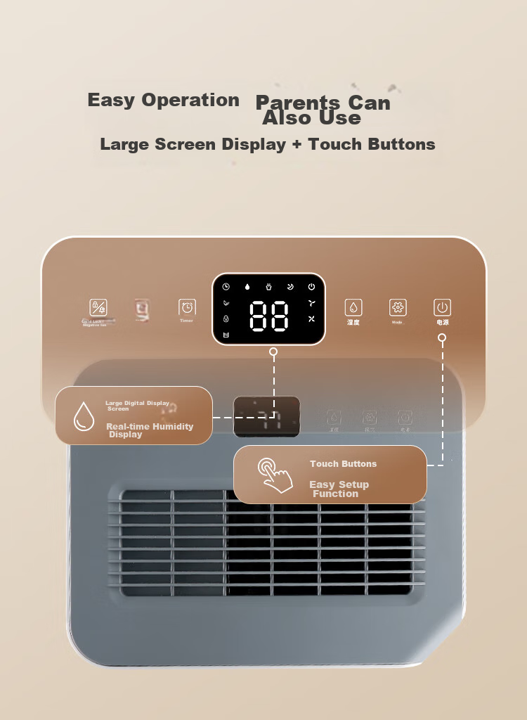 JD Original Dehumidifier for Home Use, 40L/day Dehumidification Capacity, for Basement, Bedroom, Duplex Villa, Commercial And Industrial Use, Moisture Removal, Mold Prevention, Quiet Clothes Dryer 25
