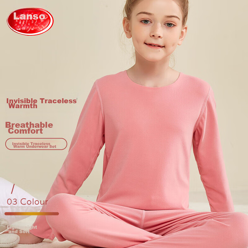 Langsha Children's Thermal Underwear, Seamless Autumn Top And Pants for Boys And Girls, Sleepwear Set for School-Age Kids, Teenagers And Toddlers
