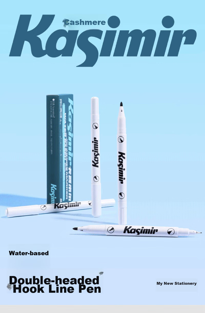 Kasimir Art-Specific Line Pen, Black, Dual-Tip Water-Based Pen for Primary School Students, Kindergarten Children, Outlining And Drawing, Chinese Painting Marker, Quick-Drying Outlining Pen, Thick And Thin Dual-Tip Marker Pe 2