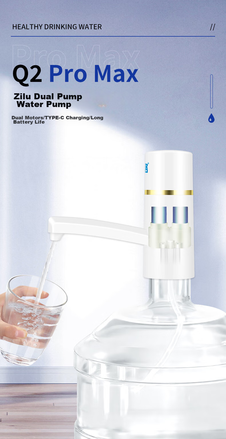 ZILU Electric Water Dispenser with Dual Pumps, Faster Water Flow, Long Spout, 2000mAh Extra Large Battery 1