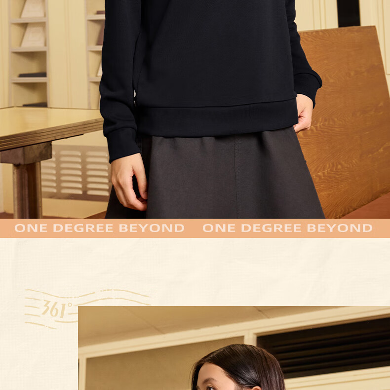 361° Women's Sweatshirt, Spring Fleece-Lined Jacket, Sports Casual Round Neck Long-Sleeve Pullover Top, 662344801D-2 22