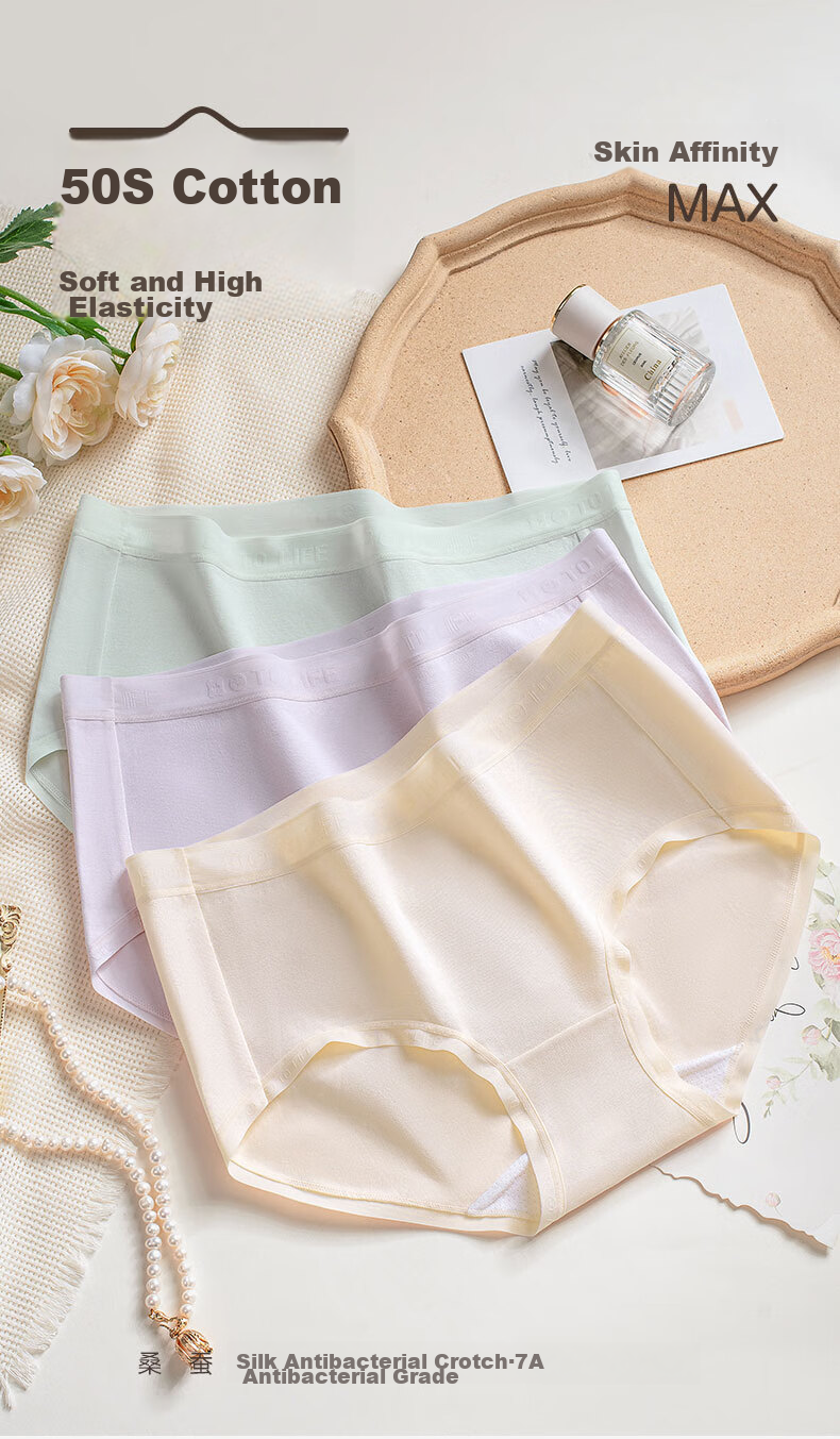 Ordifen 6-Pack Women's Underwear, Pure Cotton 10A Antibacterial 100% Cotton Extended Crotch Breathable Mid-Rise Young Women's Triangle Panties 25