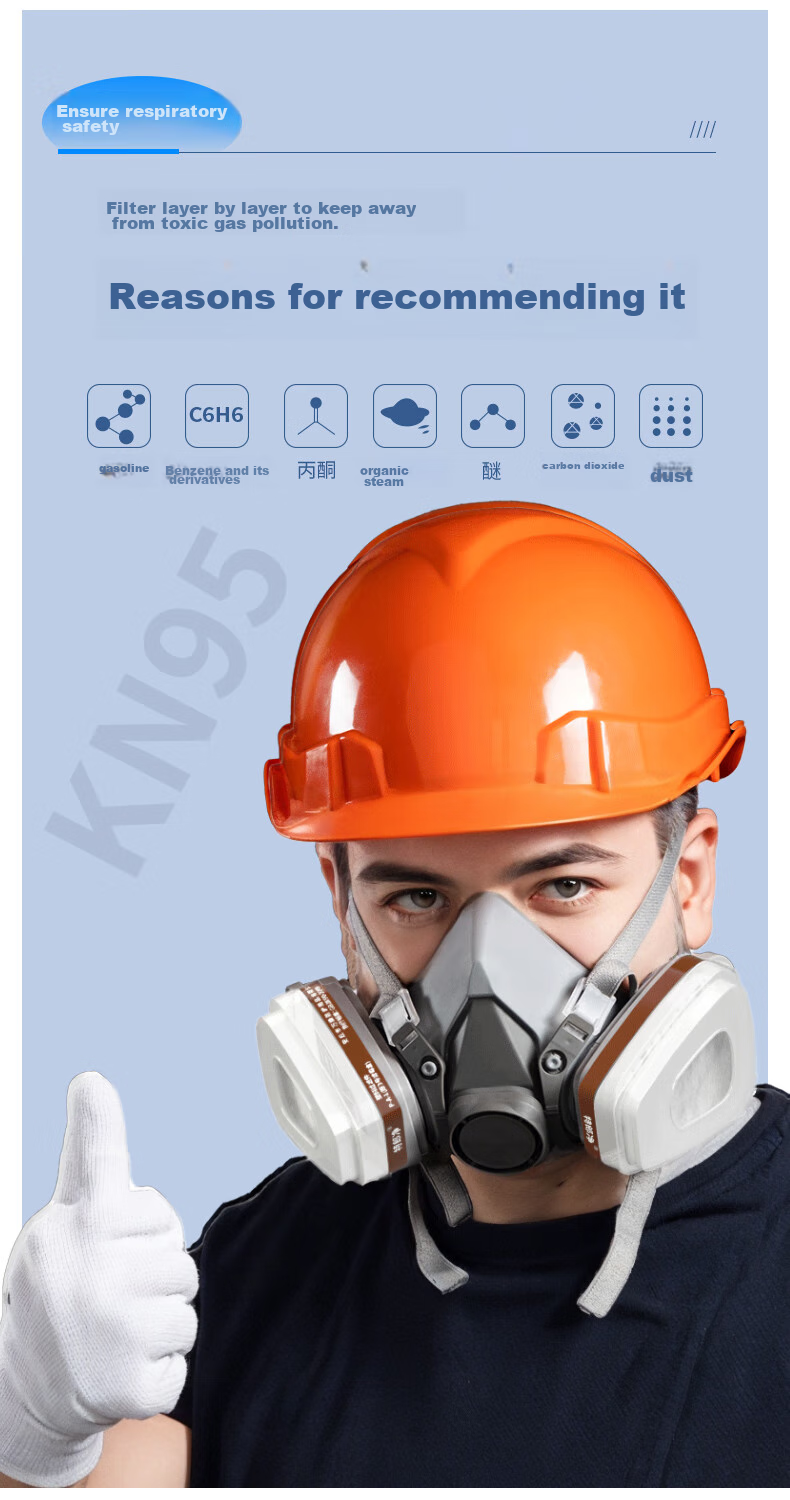 Telangjing Gas Mask Respirator for Protection Against Organic Gases, Chemicals, Grinding, Cement, Painting, Woodworking, And Pesticide Use 4