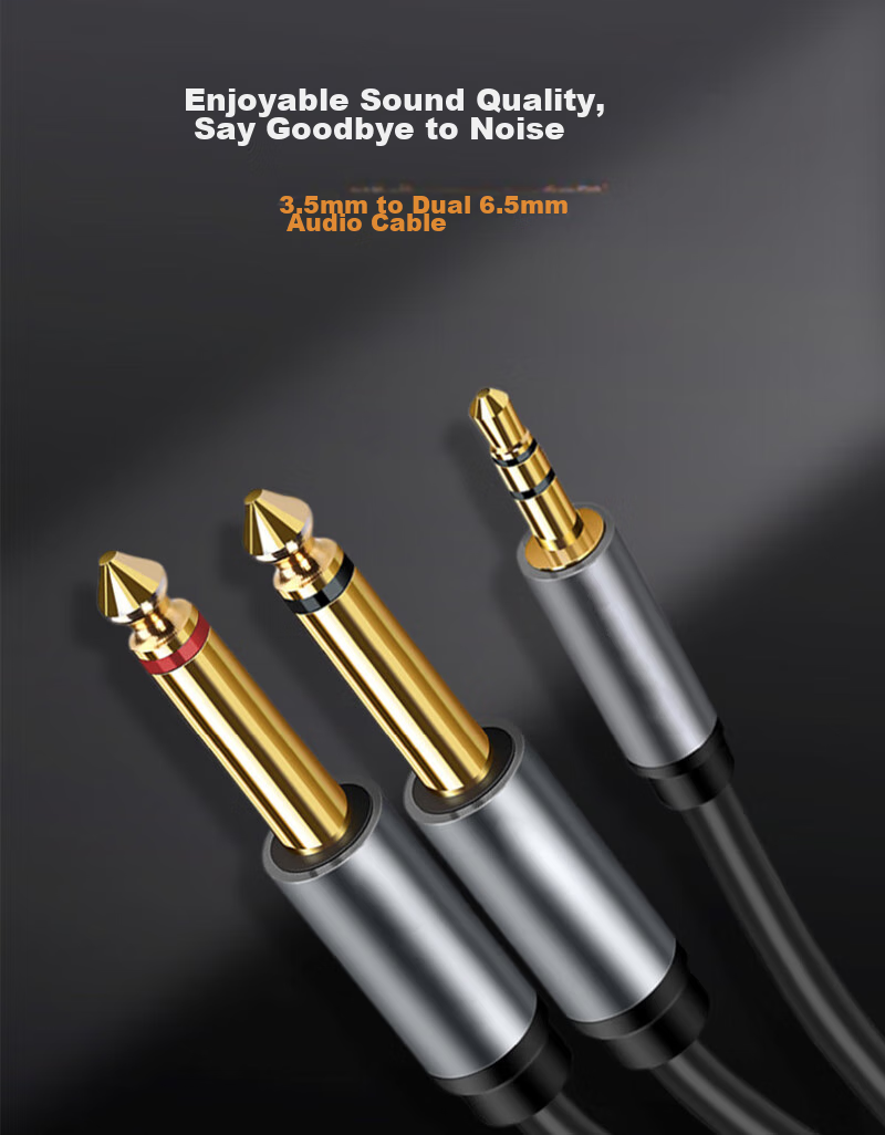 Beishanque 3.5mm to Dual 6.5mm Y-Split Male to Male Audio Cable, Phone Laptop Computer Speaker Connection Cable, 1 Meter BSQ-Y221 1