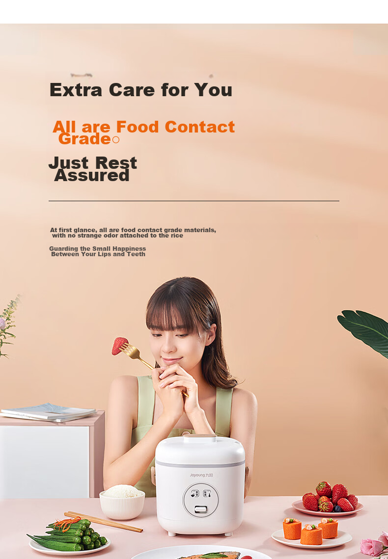 Joyoung [0 Coating] Rice Cooker, 1.6L Capacity for 1-2 People, Non-Coated, 5A Certified, Three-Stage Micro-Pressure Braising Technology, 316 Stainless Steel Inner Pot, 16N8 8