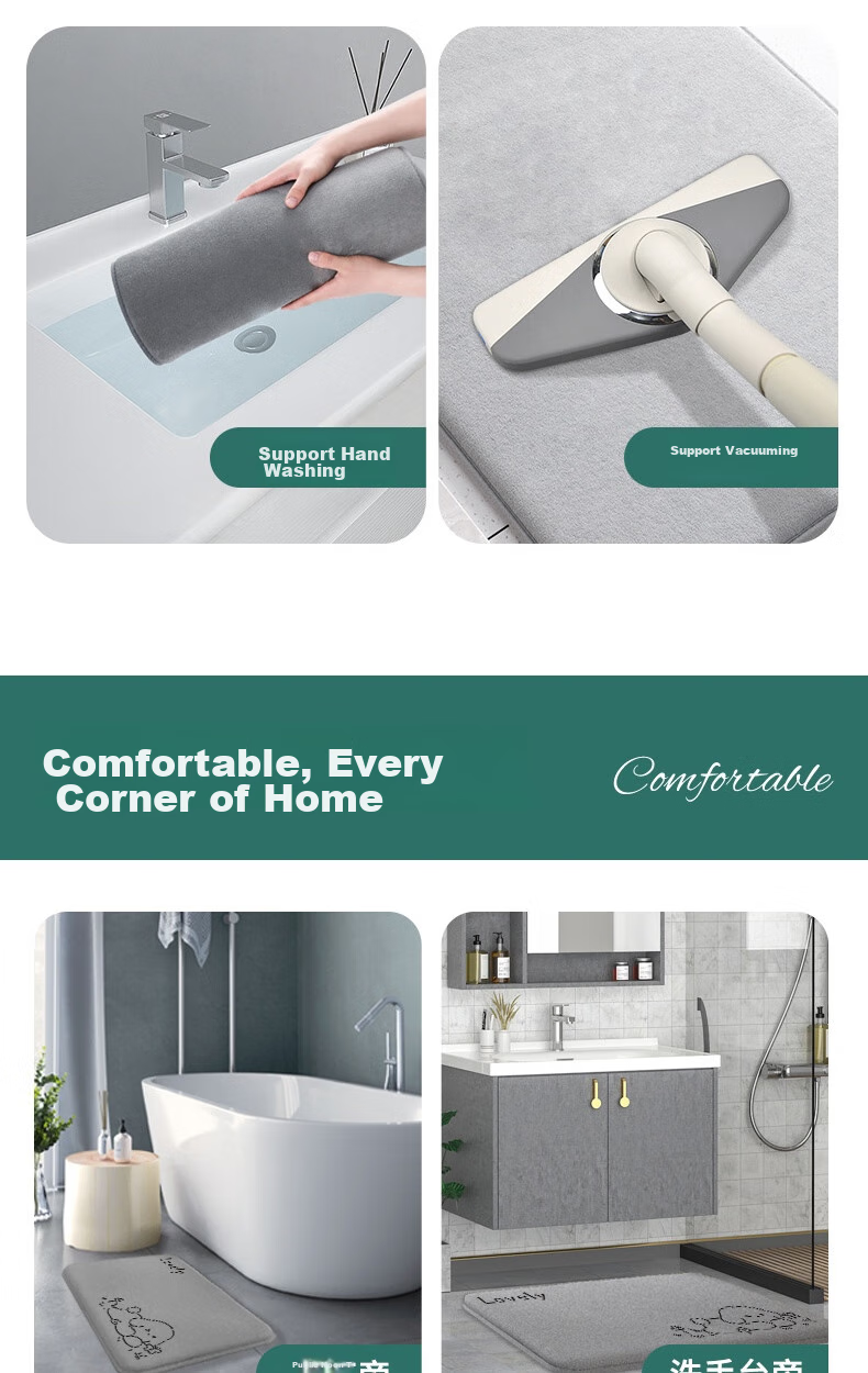 Fengliang Bathroom Mat, Absorbent Foot Pad, Non-Slip Mat for Bathroom Entrance, Bath Mat, Toilet-Specific Mat, Upgraded Thickened Versio 14