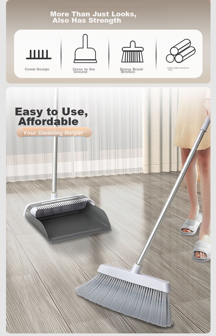 EAST Broom And Dustpan Set, Household Metal Broom And Dustpan Combo, Windproof Comb-Shaped Dustpa 2