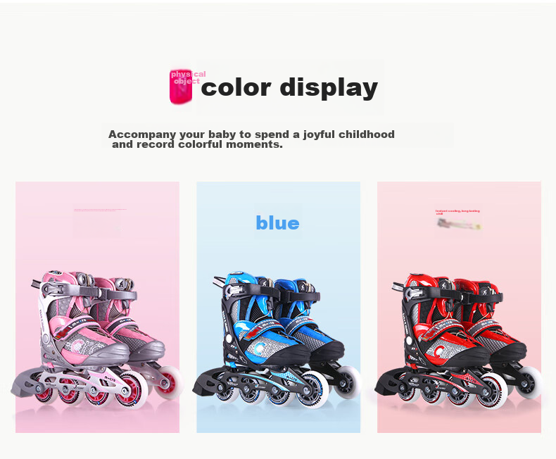 Micro Migu Co-Branded COSMOID Roller Skates for Children, Boys And Girls, Straight-Line Inline Skating, Hard Shell, Beginner Level, JOY Blue Package, Size L 6