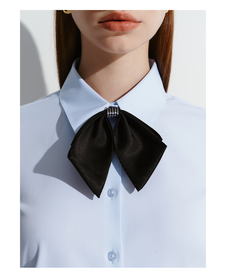 G2000 [Delivery with Bow] Autumn And Winter Mall-Matching Comfortable Draping Formal Long-Sleeve Shirt, Light Blue, Size 34 6