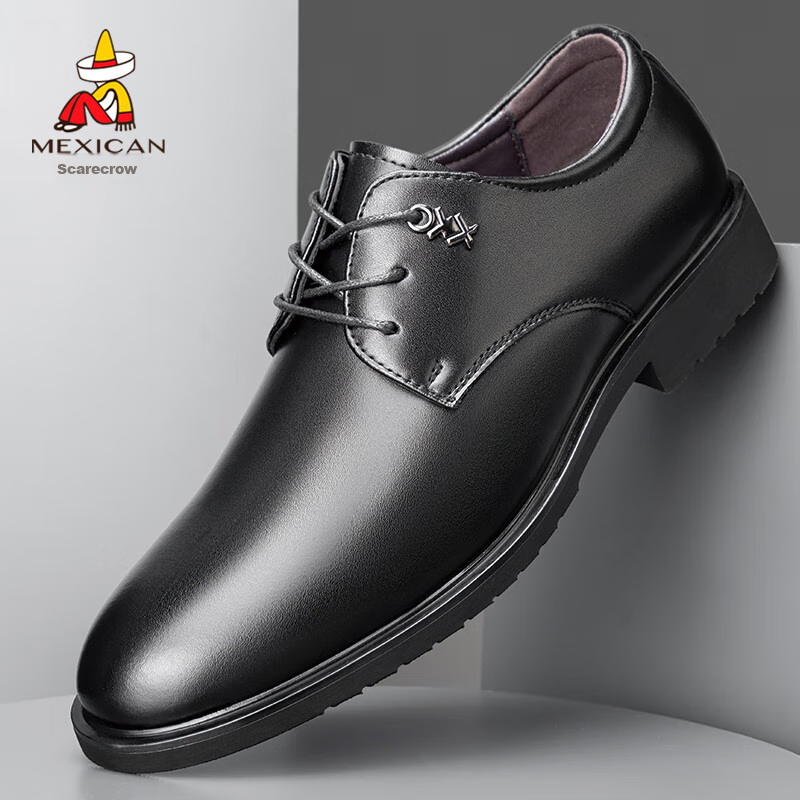 MEXICAN Autumn And Winter New Business Casual Leather Shoes for Men, Formal British Style Driving Lightweight Shoes 155MS702 New Black Size 40