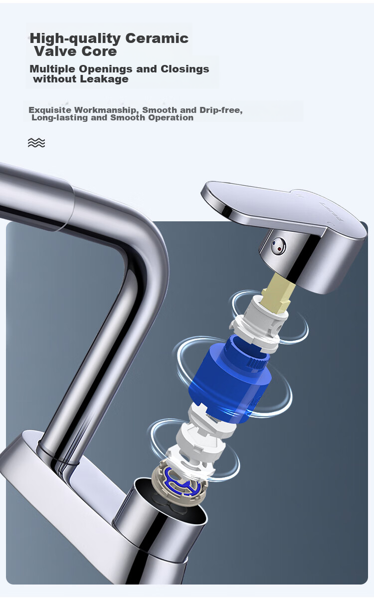Larsd Basin Faucet, Hot And Cold Face Basin Faucet, All-Copper Body, Double-Hole Bathroom Cabinet Faucet LD86022 6