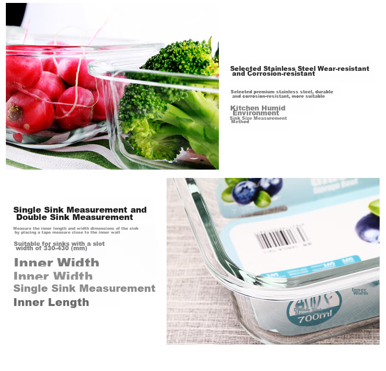 Chuangde Heat-Resistant Glass Food Storage Container, Microwave-Safe Lunch Box for Office Workers, Three-Compartment 1020+700ml with Bag 19