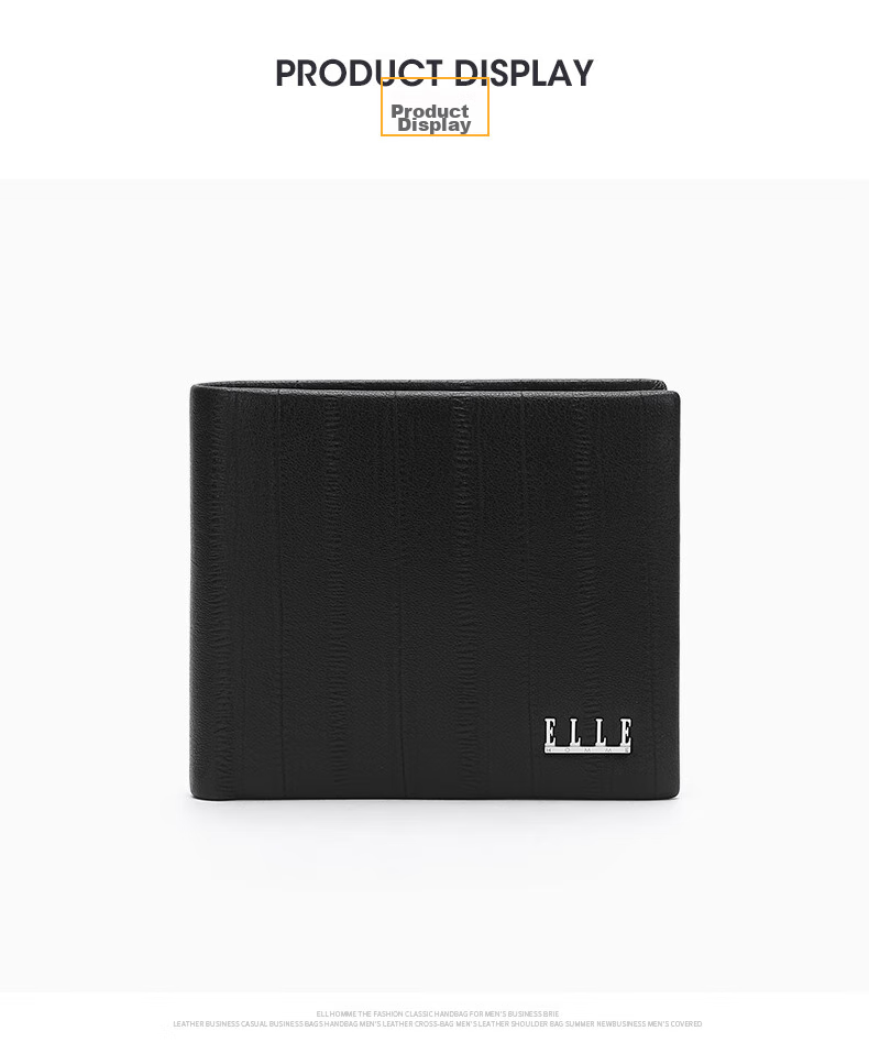 ELLE HOMME Men's Short Wallet, Top-Grain Leather Multifunctional Card Holder, Horizontal Style Billfold 2120, Birthday Gift for Me 7