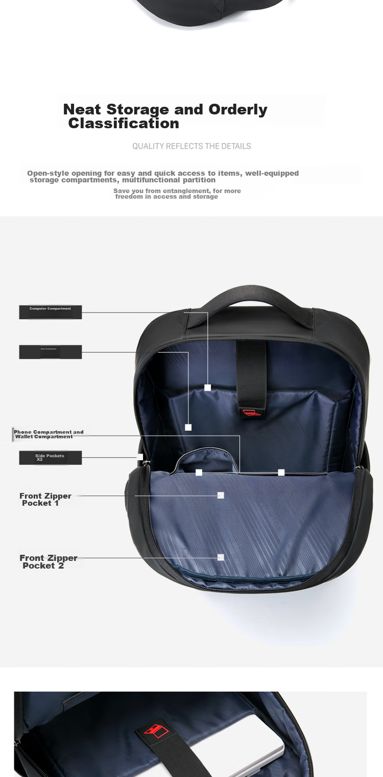 GOLF Backpack for Men, Casual Large Capacity Backpack, Korean Style Trendy Travel Business Bag, 15.6-Inch Laptop Backpack for Students 10