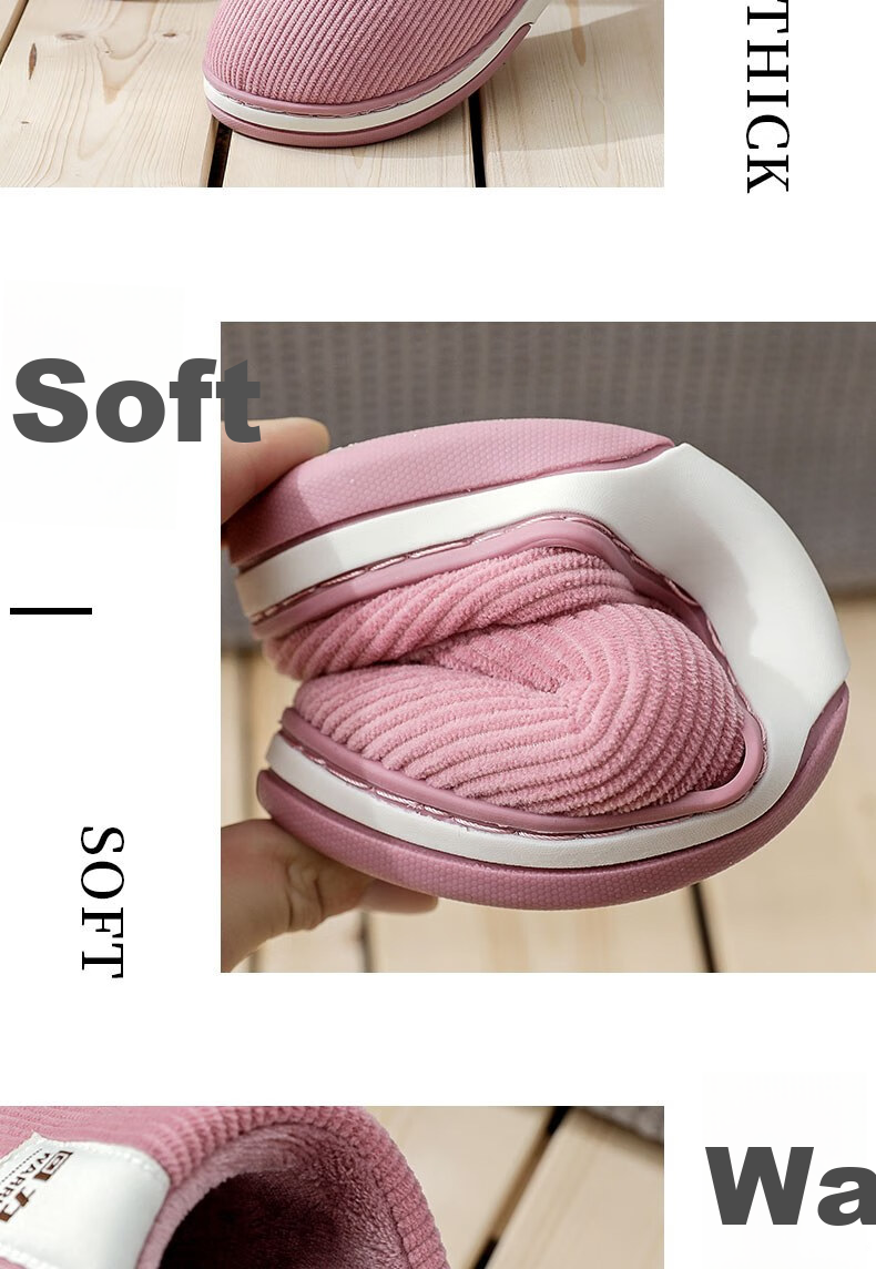 Huili Fleece-Lined Cotton Slippers for Men And Women, with Faux Rabbit Fur Lining, Temperature-Regulating And Comfortable Cotton Slippers for Men, Model HL0411, Leather Red, Size 36-37 5