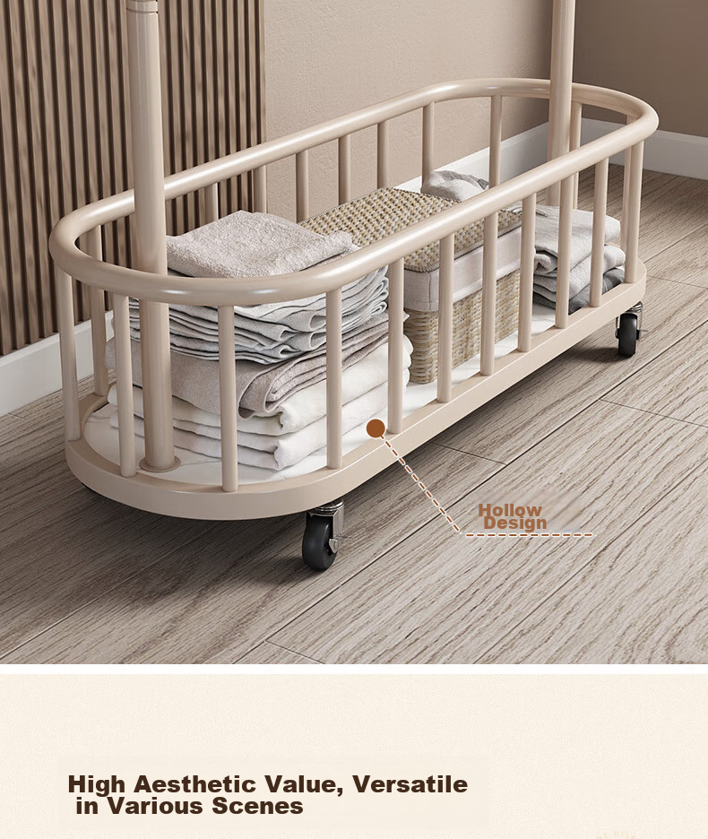 Yijia Coat Rack, Floor-Standing Clothes Rack, Multifunctional Movable Coat Hanger with Wheels for Home Use, Cream White 100cm 8