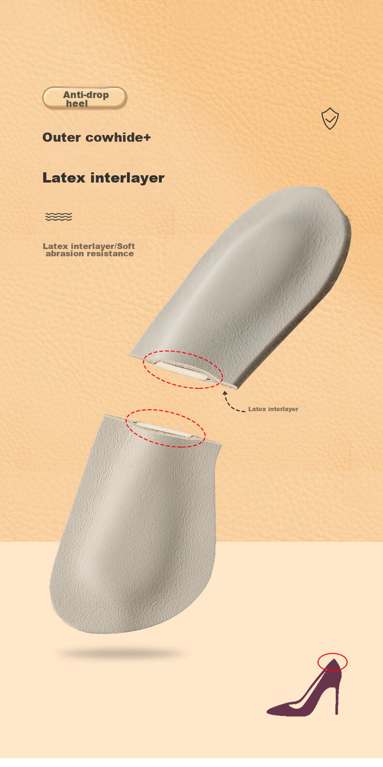 FOOTOPPO Genuine Leather Heel Patch, Shoe Anti-Friction Heel Sticker, Men's Heel Repair Patch, Anti-Friction Patch for Me 8