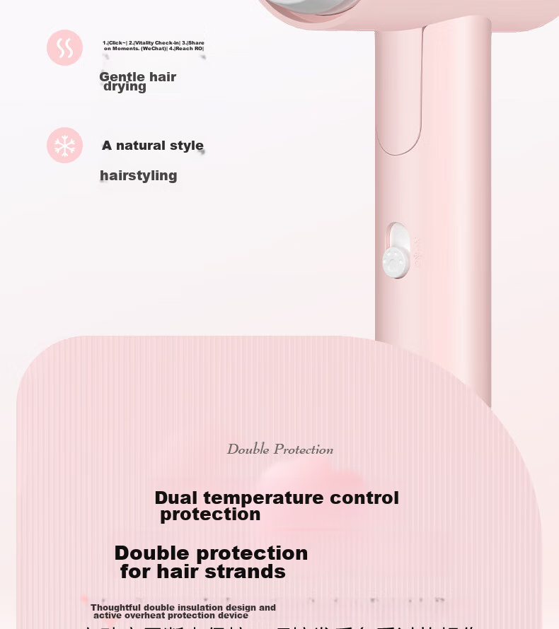 CONFU Hair Dryer for Home And Student Dormitory Use, 1100W Low Power Quick-Drying Hair Protection Non-Damaging Small Portable Folding Hair Dryer KF-3152 Light Cherry Pink Price 13