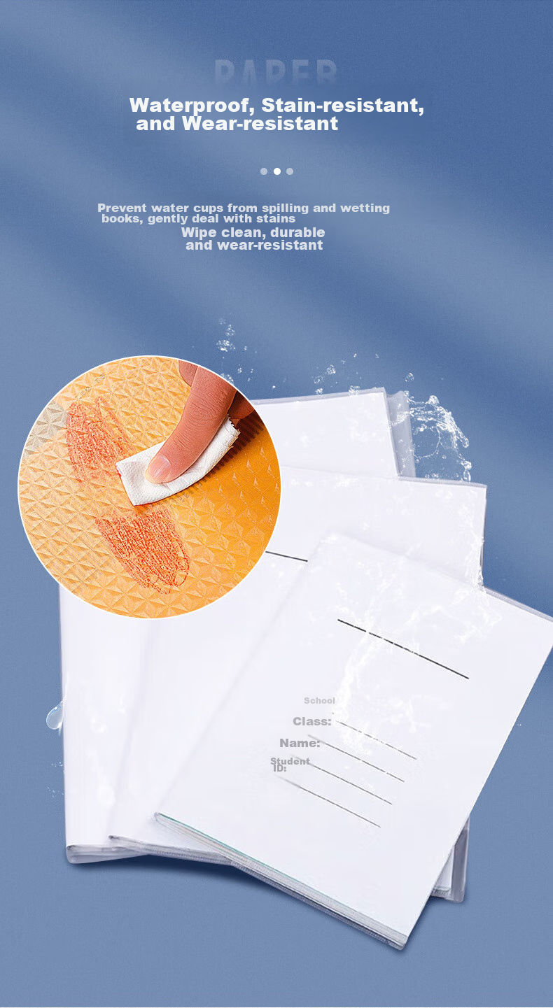 Kelang Xingsheng Transparent White Exercise Book Cover Self-Adhesive Transparent Book Film 16K Transparent Cover + White Paper Cover (10 Sheets Set) 2