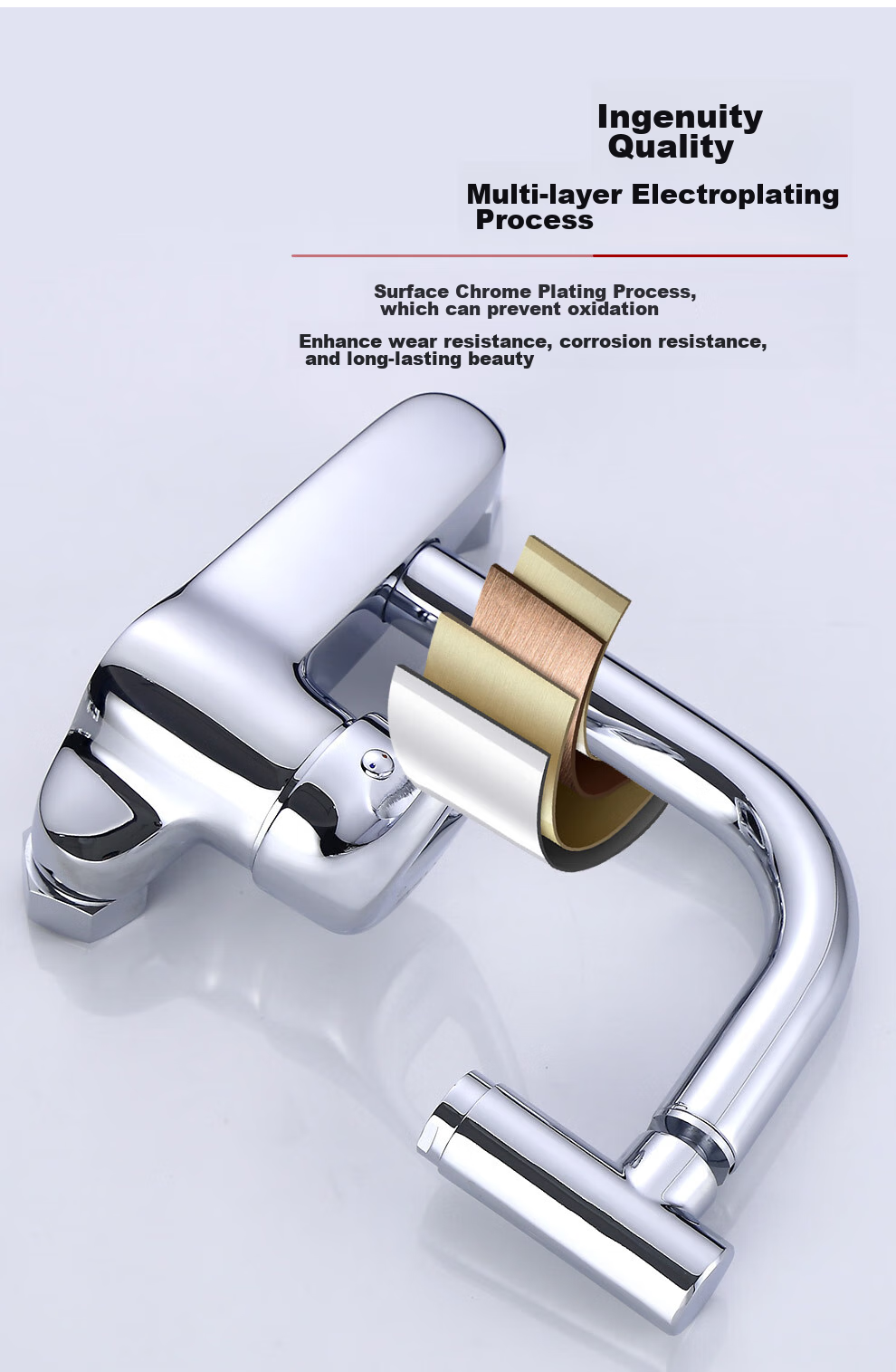 CVBAB All-Copper Main Body Wall-Mounted Kitchen Faucet, Hot And Cold Single Handle, Sink Mixer Valve, CV2205 5