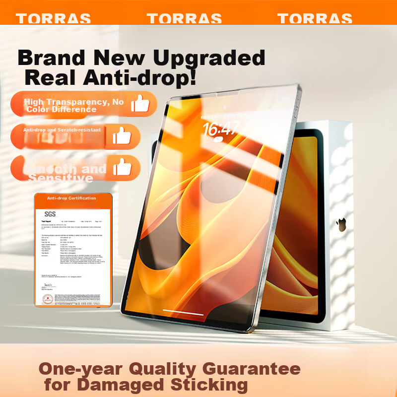 Защитная пленка TORRAS для iPad 11/10 (10.9 дюймов), закаленное стекло, противоударная, антибликовая, ультра-прозрачная, полное покрытие
