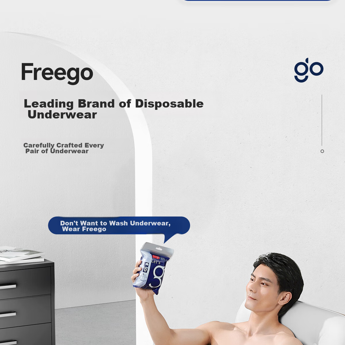 Freego Pure Cotton Disposable Men's Underwear, Sterilized, No-Wash, 5 Individually Packed, for Travel, Business Trips, Men's Gray Triangle Briefs, XL Size 30