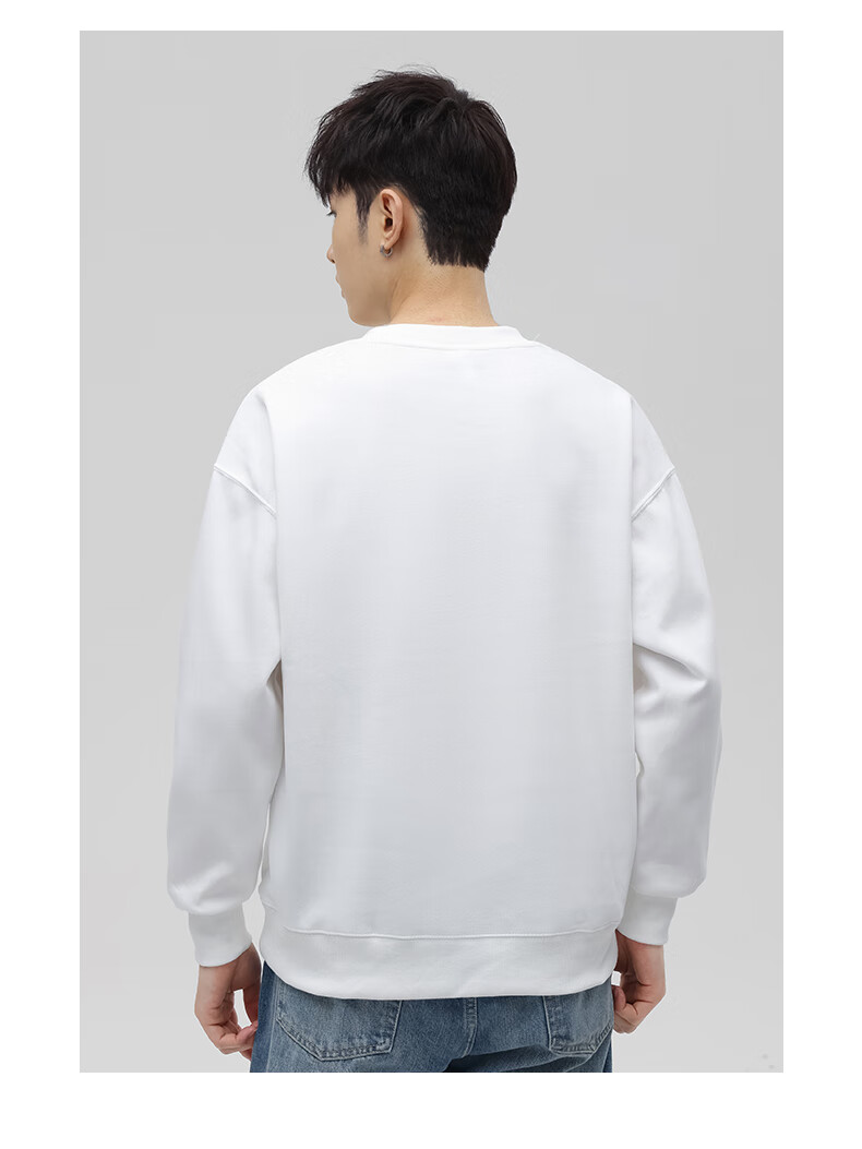 Jeanswest Men's Spring and Autumn Solid Color Casual Crew Neck Long Sleeve T-Shirt Student Youth Plus Size Versatile Sweatshirt 2