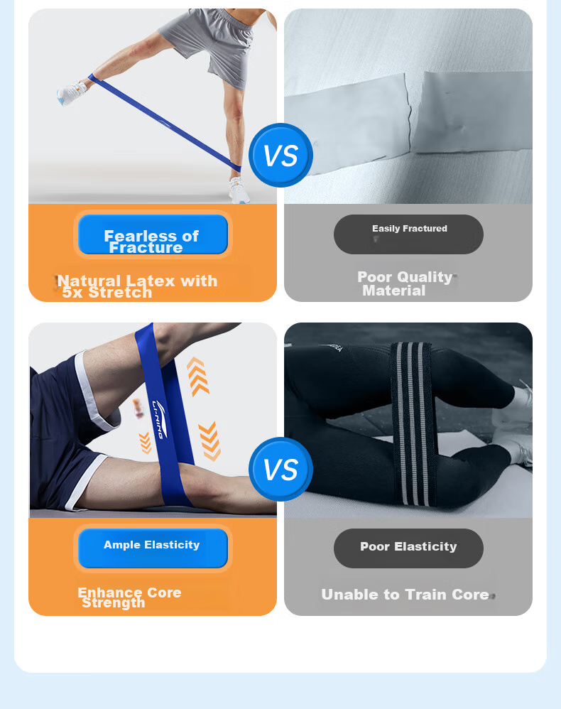 Li-Ning Elastic Bands [5-Pack], Fitness Strength Training Resistance Bands for Leg Exercises, Yoga, Track And Field, Elastic Loop 6