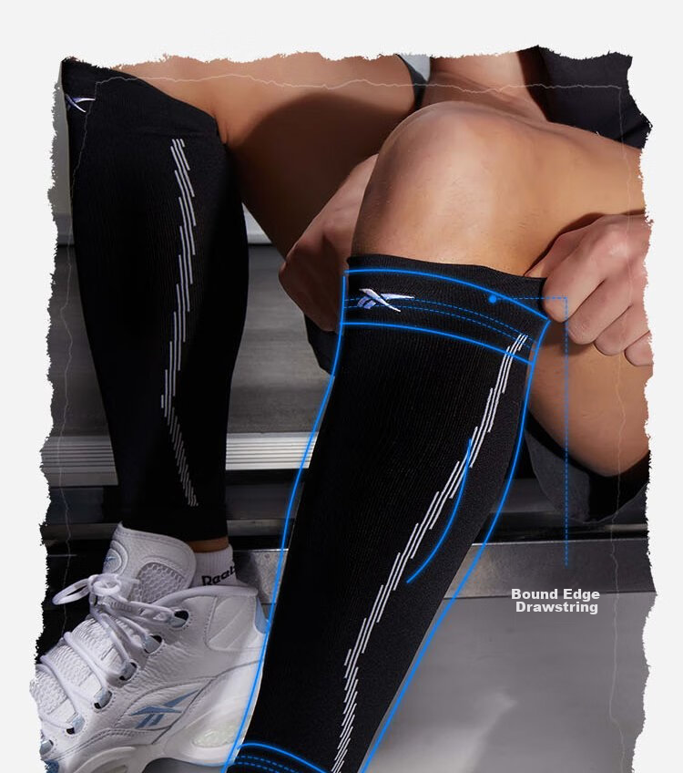 Reebok Calf Sleeves for Men And Women, Sports Leg Guards for Running, Knee Pads, Basketball And Soccer, Elastic Compression Support Gear, Cycling, Gray, Size L 12