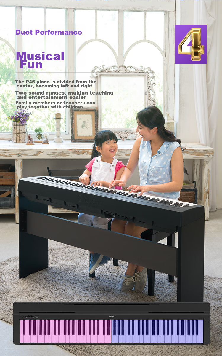 YAMAHA P45 Digital Piano, 88 Weighted Keys, Portable Smart Digital Keyboard for Adults And Children + Accessories 14