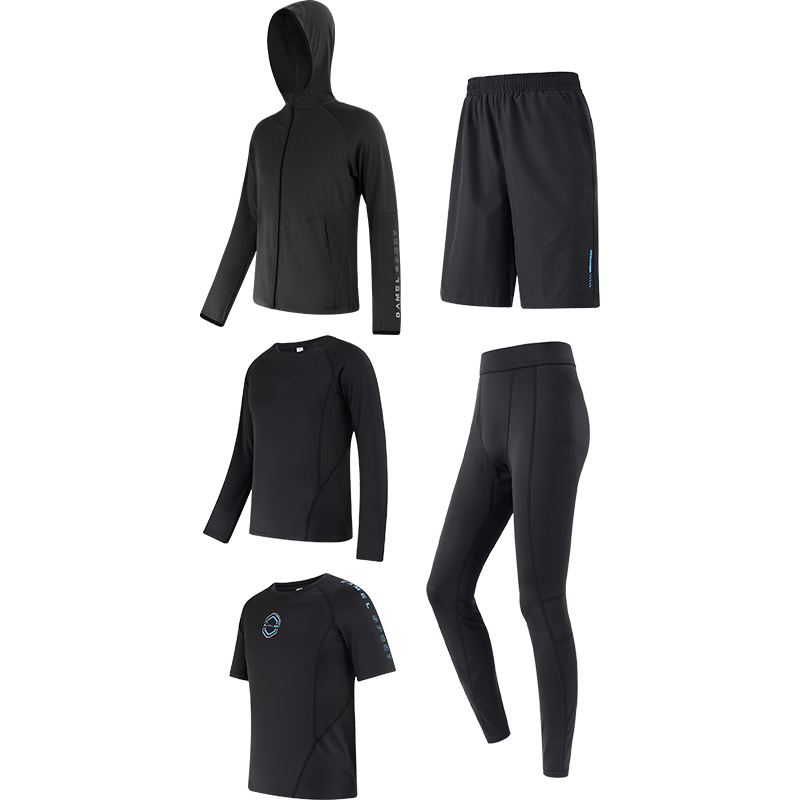 CAMEL Men's Sports Workout Set, Five-Piece New Long Sleeve And Pants Quick-Dry Running Basketball Training Sportswear