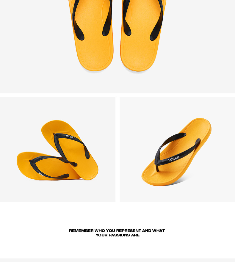 LURAD Men's Casual Outdoor Flip Flops Non-Slip Thong Sandals Black - Thin Straps Size 39-40 18