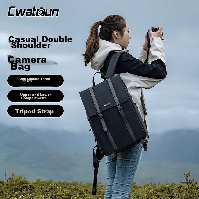 CWATCUN Camera Backpack, Casual Commuter Anti-Collision Photography Bag, Universal Fit for Fuji, Sony, Canon, Stylish Backpack Suitable for Men And Wome