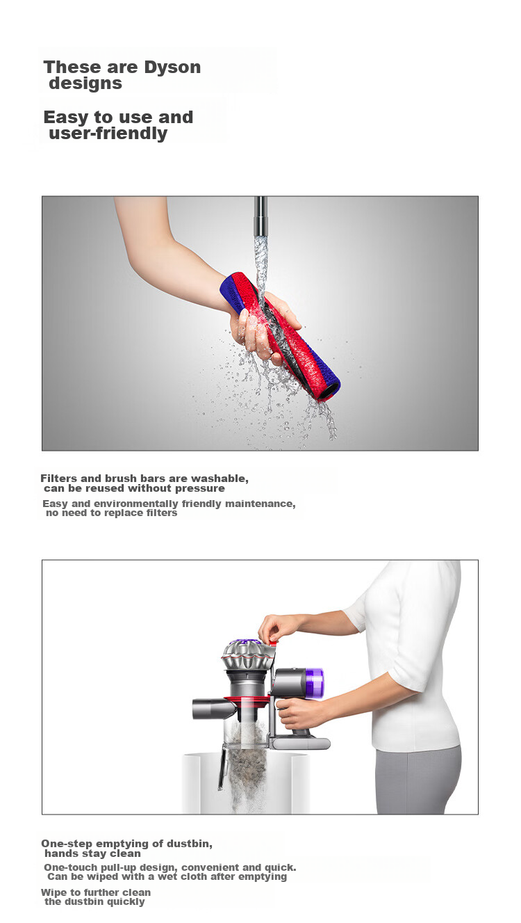 DYSON V8 Cordless Vacuum Cleaner [Upgraded Version], Handheld Wireless Vacuum Cleaner, Dust Mite Removal, Pet-Friendly, Suitable for Home Use 16