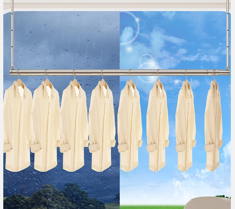 Bingyou Balcony Clothes Drying Rack, Extendable Stainless Steel, No Drilling Required, for Hanging Quilts, 5 Adjustable Levels, Rotatable 20