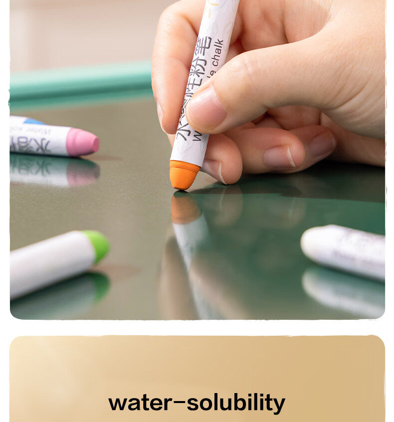 Deli 12-Color Non-Toxic Dustless Water-Soluble Chalk Eco-Friendly Teacher Classroom Blackboard Drawing Doodle Wet-Erase Chalk for Kids and Preschool Teaching Gift 1