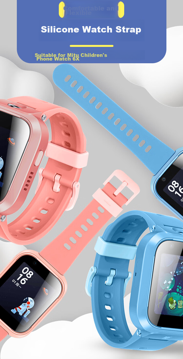 Freeson Compatible with Mitu Children's Smartwatch 6X Strap, Xiaomi Learning Watch 6x Strap, Detachable Replaceable Skin-Like Soft Silicone Wristband for Smart Video And Photo Watch, Blue 1