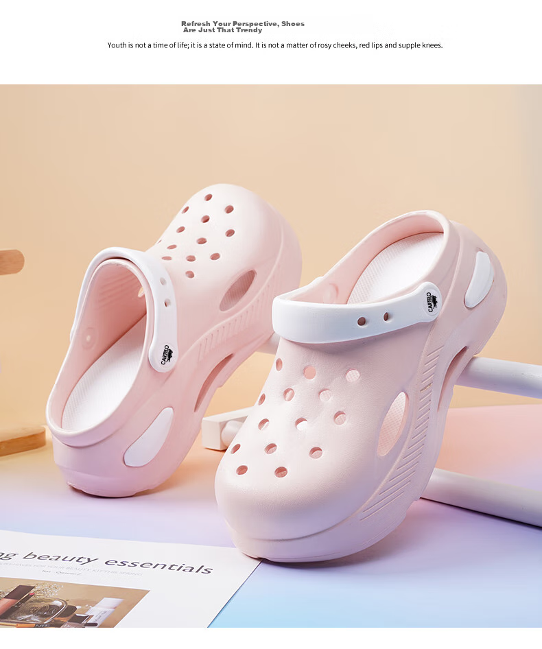 CARTELO Women's Perforated Shoes, Summer Sandals, Casual Slippers, Garden Dual-Use Beach Sandals for Women, 1463 White Pink, Size 37-38 14